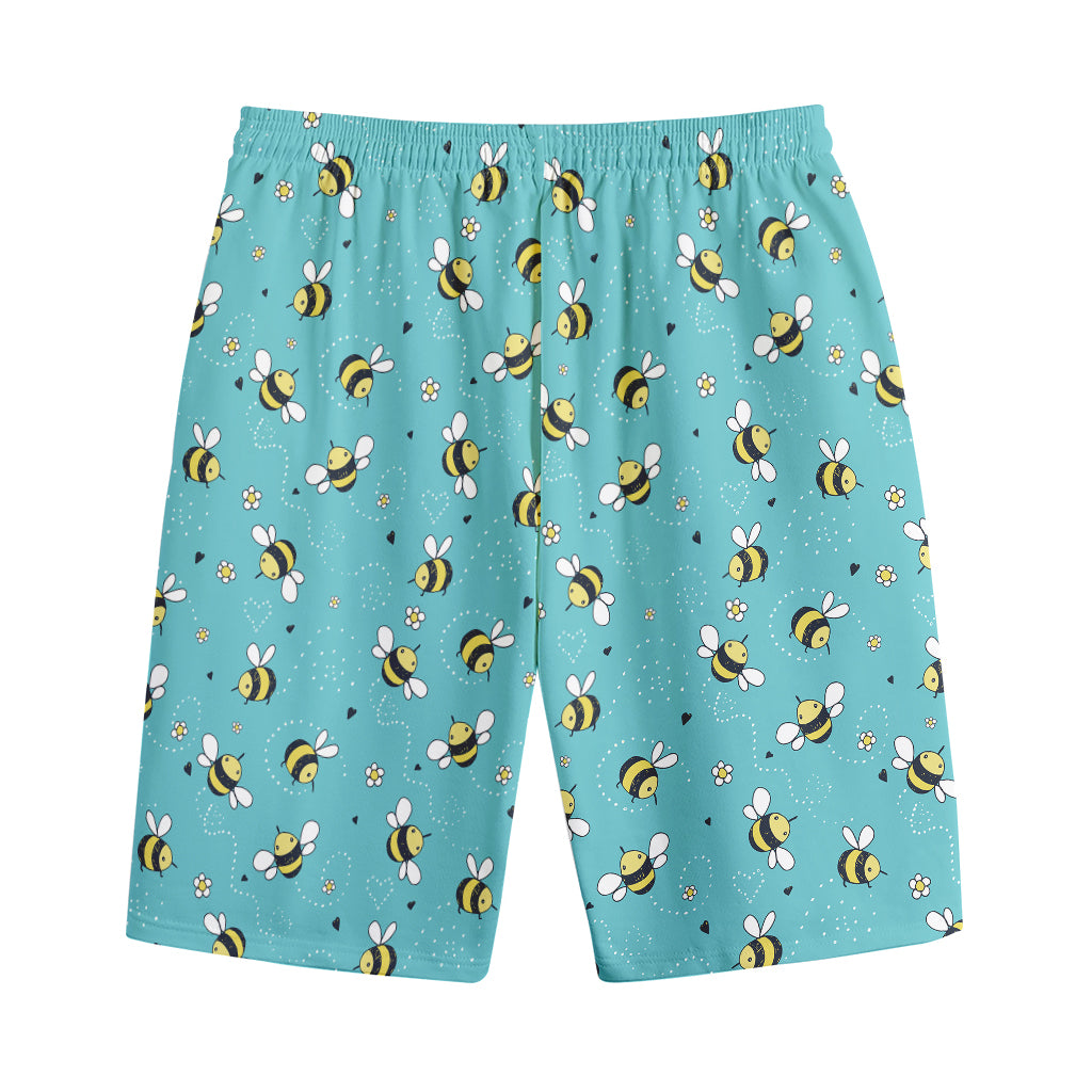Little Bee Pattern Print Cotton Shorts