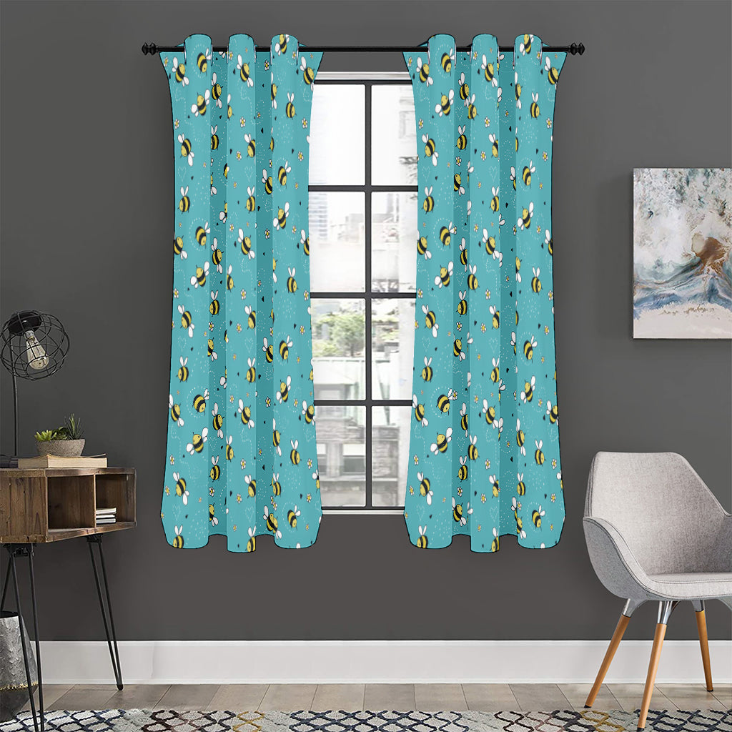 Little Bee Pattern Print Curtain