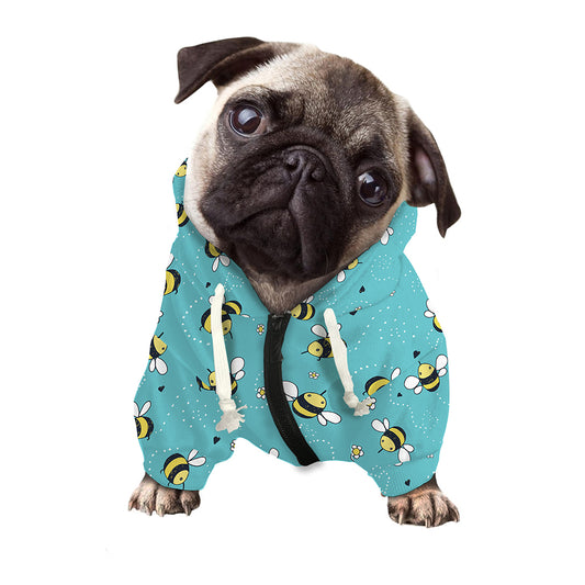 Little Bee Pattern Print Dog Zip Up Hoodie