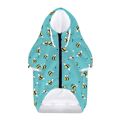 Little Bee Pattern Print Dog Zip Up Hoodie