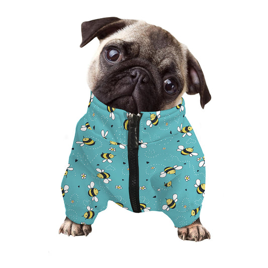 Little Bee Pattern Print Dog Zip Up Jacket