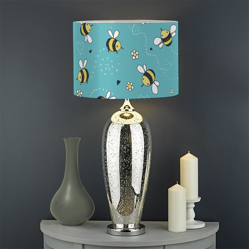 Little Bee Pattern Print Drum Lamp Shade