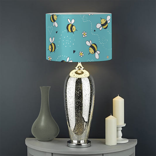 Little Bee Pattern Print Drum Lamp Shade