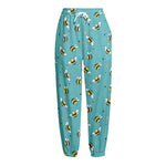 Little Bee Pattern Print Fleece Lined Knit Pants