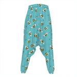 Little Bee Pattern Print Hammer Pants