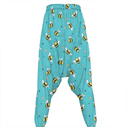 Little Bee Pattern Print Hammer Pants