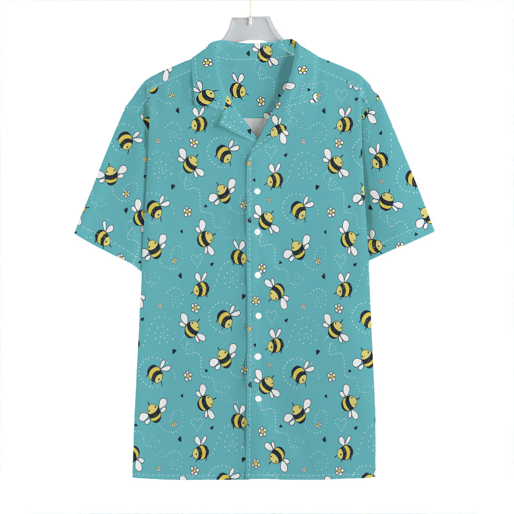 Little Bee Pattern Print Hawaiian Shirt