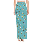 Little Bee Pattern Print High Slit Maxi Skirt