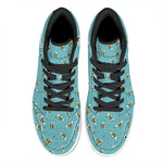 Little Bee Pattern Print High Top Leather Sneakers