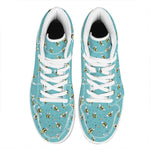 Little Bee Pattern Print High Top Leather Sneakers