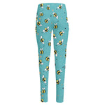 Little Bee Pattern Print High-Waisted Pocket Leggings