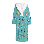 Little Bee Pattern Print Hooded Bathrobe