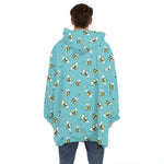 Little Bee Pattern Print Hoodie Blanket