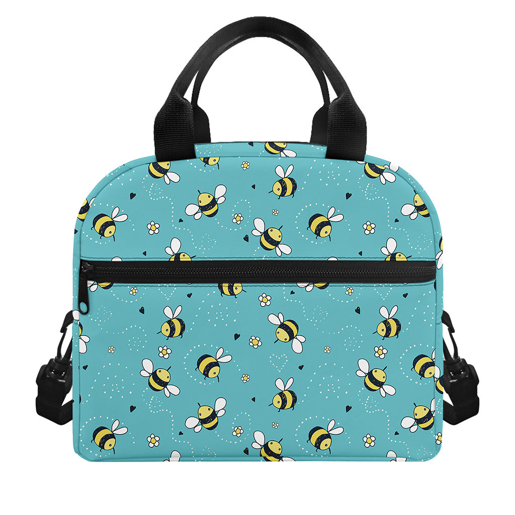 Little Bee Pattern Print Insulated Lunch Bag