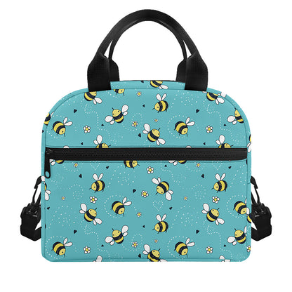 Little Bee Pattern Print Insulated Lunch Bag