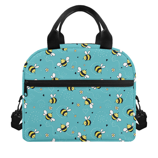 Little Bee Pattern Print Insulated Lunch Bag