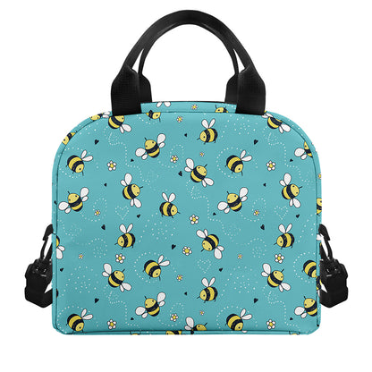 Little Bee Pattern Print Insulated Lunch Bag