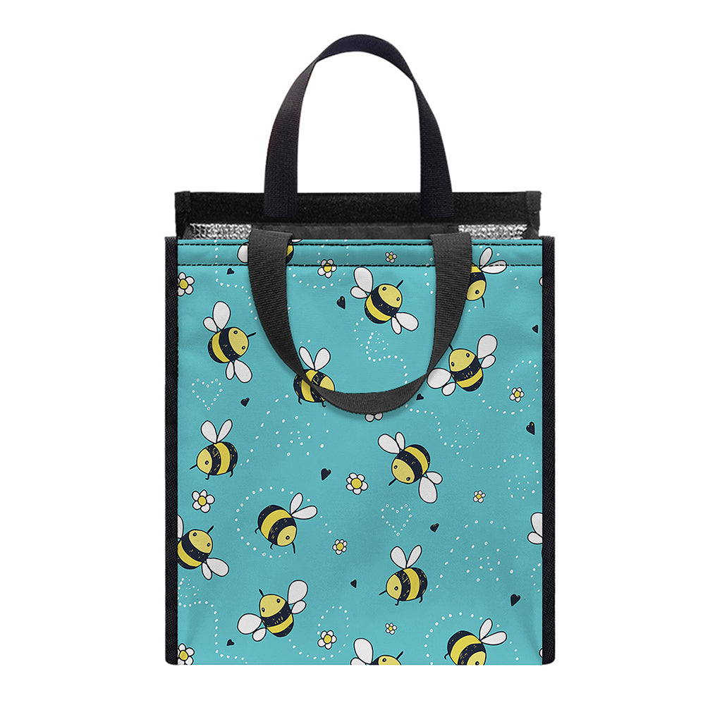 Little Bee Pattern Print Insulated Lunch Tote