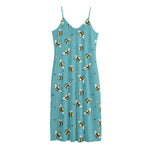Little Bee Pattern Print Jersey Midi Cami Dress