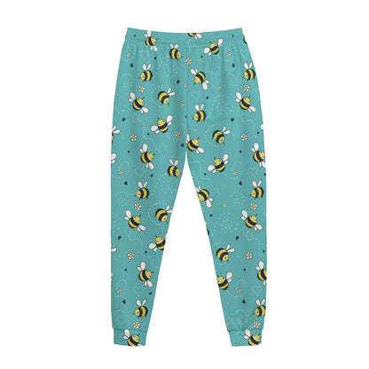 Little Bee Pattern Print Jogger Pants