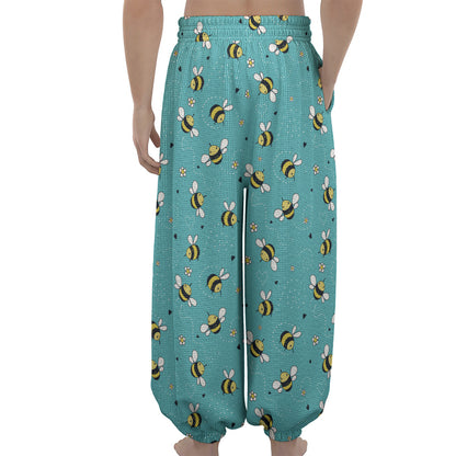 Little Bee Pattern Print Lantern Pants