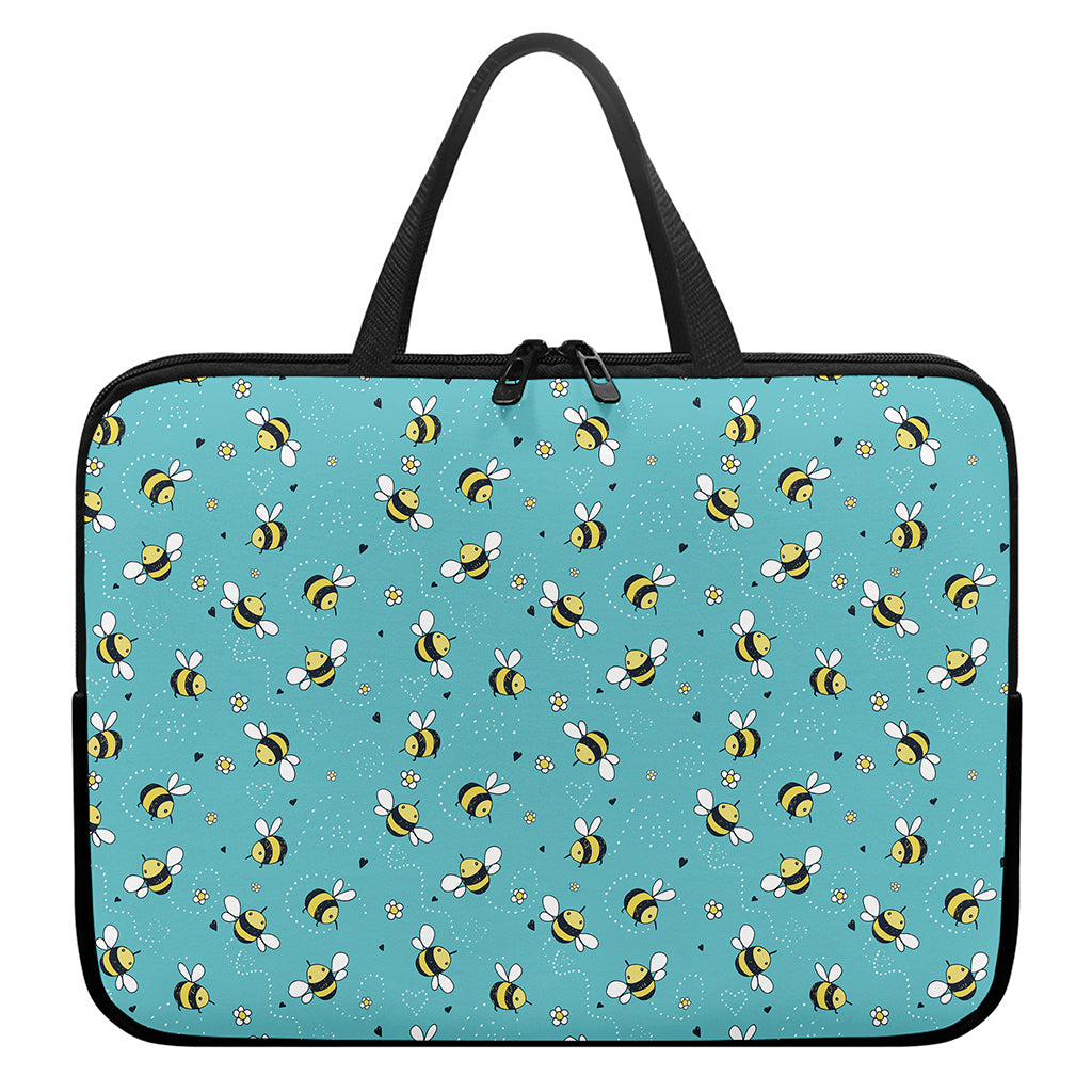 Little Bee Pattern Print Laptop Sleeve With Handle