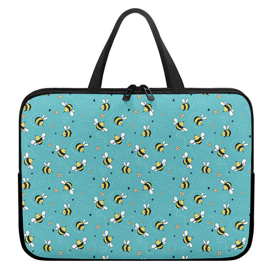 Little Bee Pattern Print Laptop Sleeve With Handle