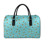 Little Bee Pattern Print Leather Duffle Bag