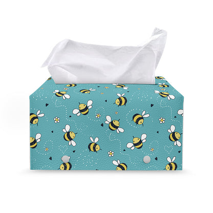 Little Bee Pattern Print Leather Tissue Box Cover
