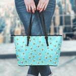 Little Bee Pattern Print Leather Tote Bag