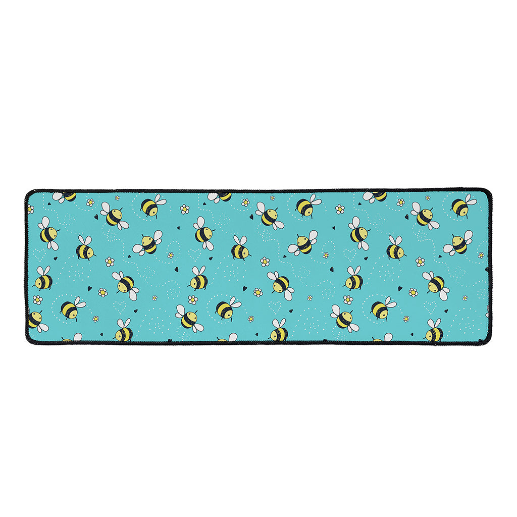 Little Bee Pattern Print Long Kitchen Mat