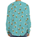 Little Bee Pattern Print Long Sleeve Baseball Jersey