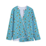 Little Bee Pattern Print Long Sleeve Short Coat