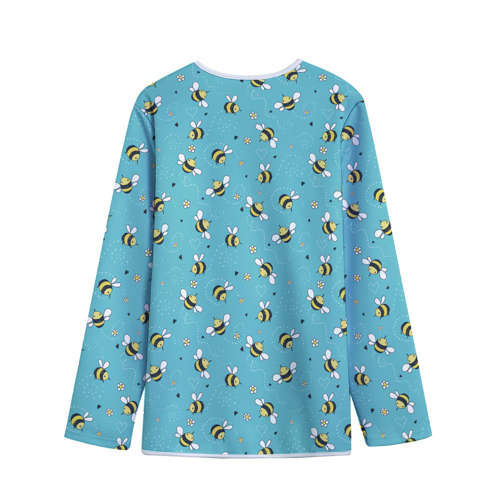 Little Bee Pattern Print Long Sleeve Short Coat