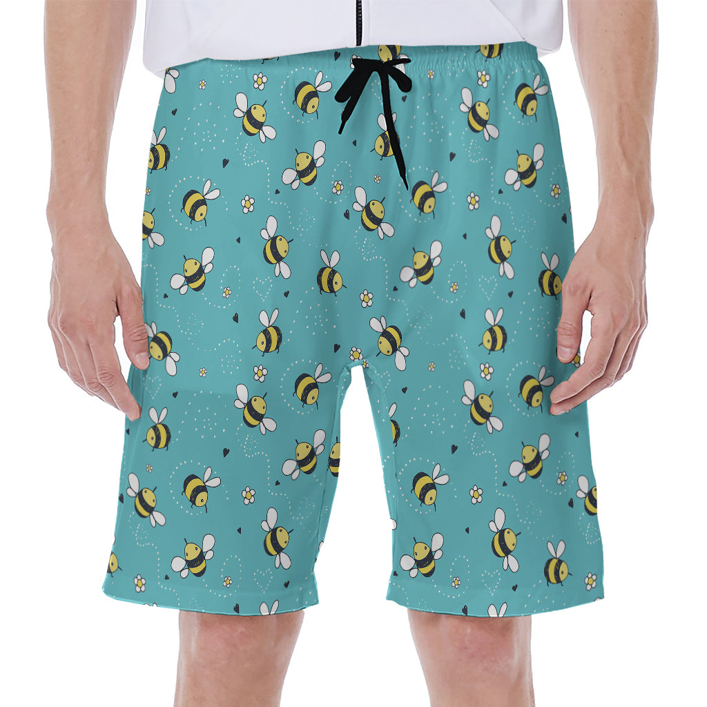 Little Bee Pattern Print Men's Beach Shorts