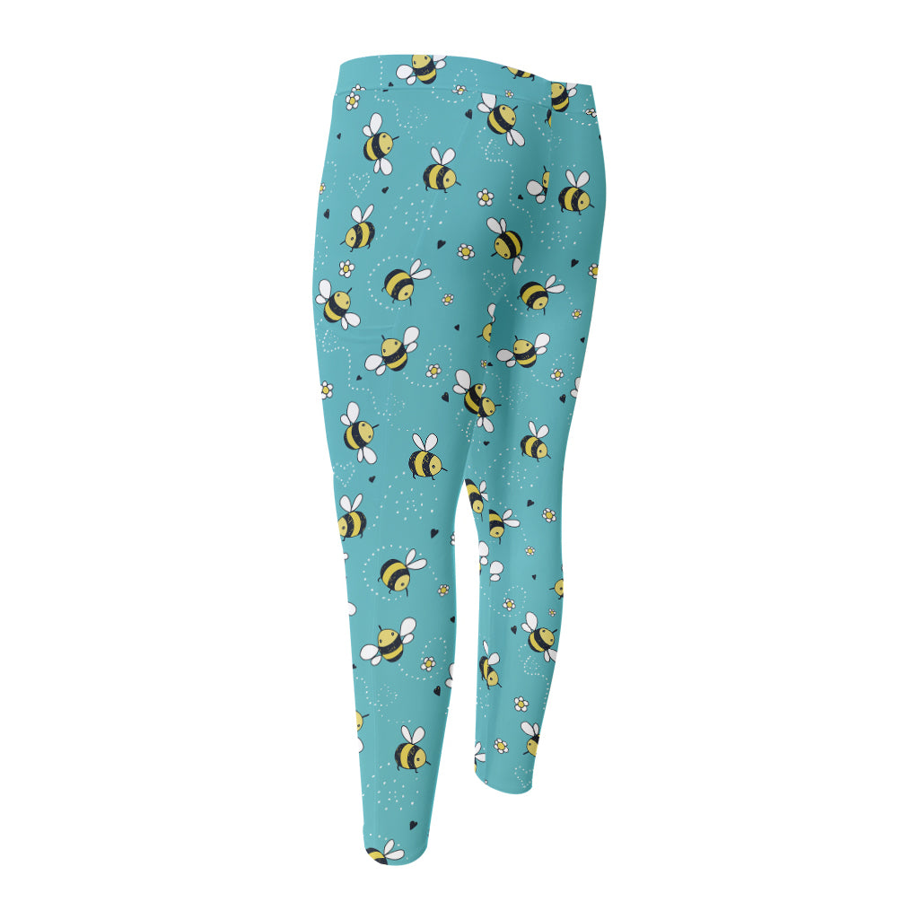 Little Bee Pattern Print Men's Compression Pants