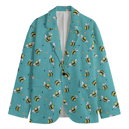 Little Bee Pattern Print Men's Cotton Blazer