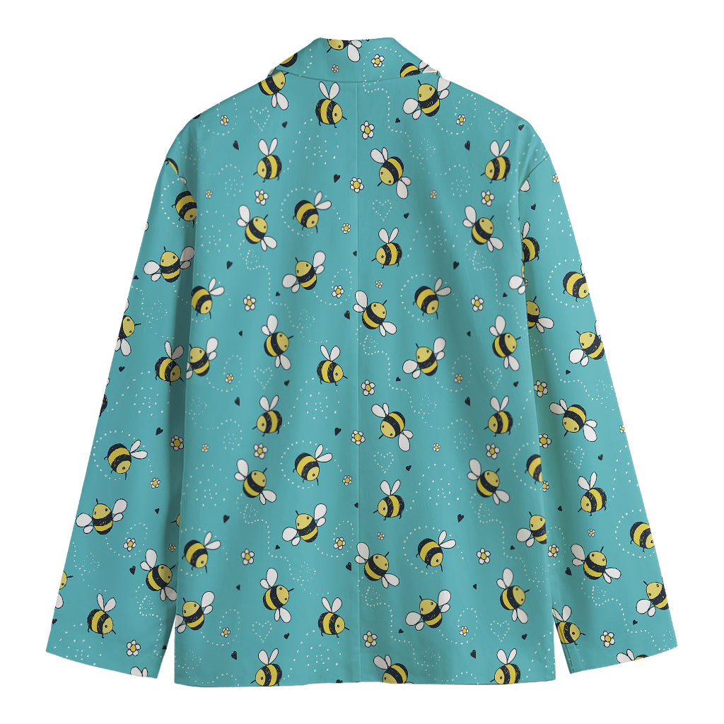 Little Bee Pattern Print Men's Cotton Blazer