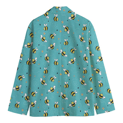 Little Bee Pattern Print Men's Cotton Blazer