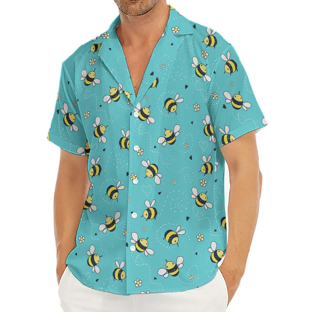 Little Bee Pattern Print Men's Deep V-Neck Shirt