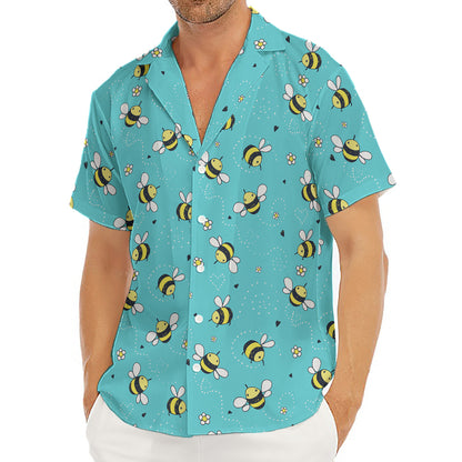 Little Bee Pattern Print Men's Deep V-Neck Shirt