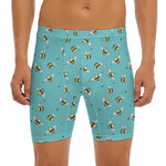 Little Bee Pattern Print Men's Long Boxer Briefs