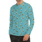 Little Bee Pattern Print Men's Long Sleeve Rash Guard