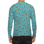 Little Bee Pattern Print Men's Long Sleeve Rash Guard