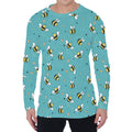 Little Bee Pattern Print Men's Long Sleeve T-Shirt
