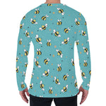 Little Bee Pattern Print Men's Long Sleeve T-Shirt