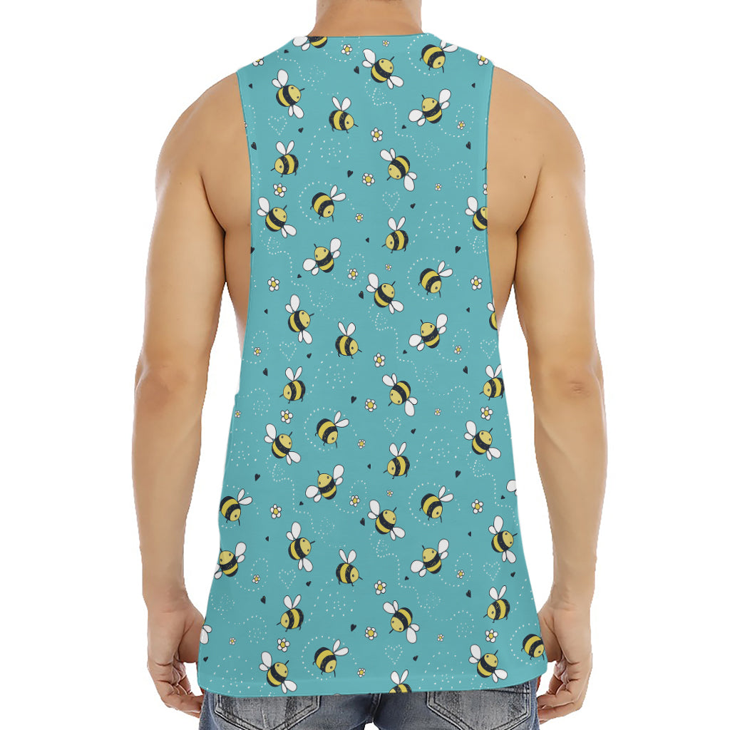 Little Bee Pattern Print Men's Muscle Tank Top