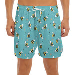 Little Bee Pattern Print Men's Split Running Shorts