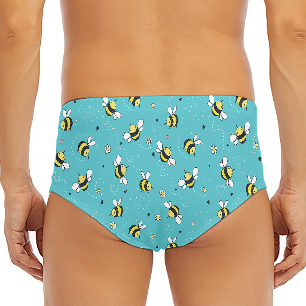 Little Bee Pattern Print Men's Triangle Swim Briefs