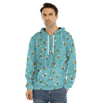 Little Bee Pattern Print Men's Velvet Pullover Hoodie